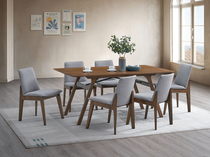 Kaela - 7 Pieces Dining Room Set - Light Gray / Walnut