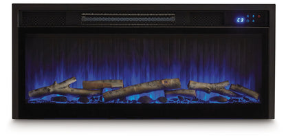 Entertainment Accessories - Fireplace Insert With Faux Birch Log Set - Black