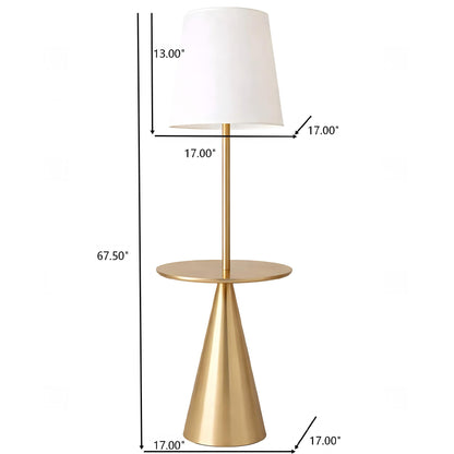 Celestial - Modern Floor Lamp With Accent Table With Large Shade - Gold / White