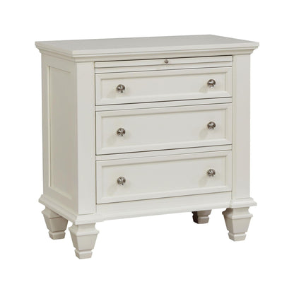 Cottage 3 Drawer Nightstand With Pull Out Tray - Cream White