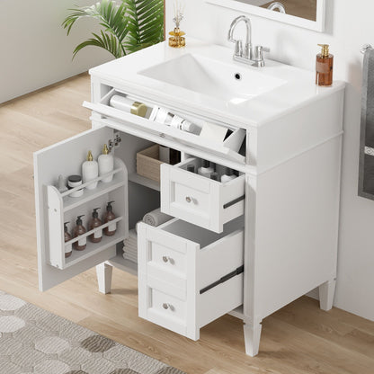 Bathroom Vanity With Top Sink, 2 Drawers & Tip Out Drawer