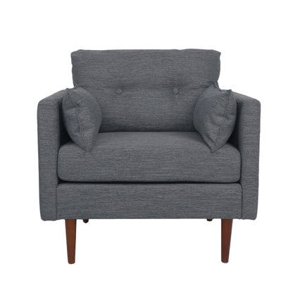 Enchantica - Upholstered Fabric Club Chair With Button Tufted And 2 Accent Pillows