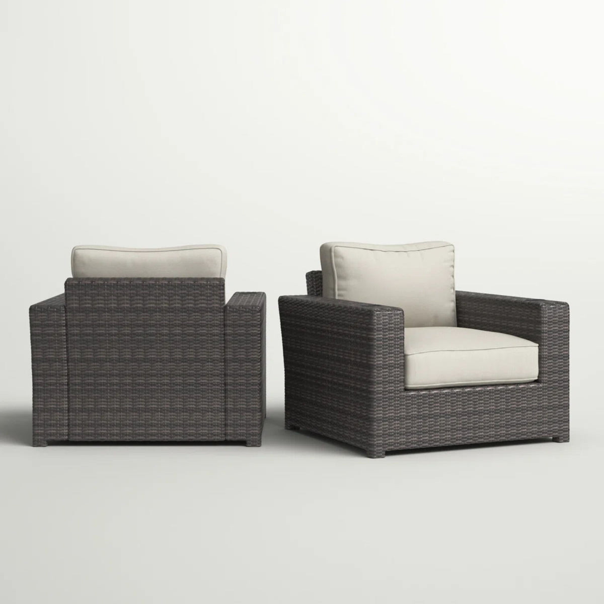 Outdoor Armchairs With Cushions (Set of 2) - Espresso / Gray
