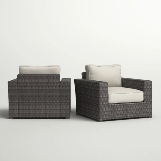 Outdoor Armchairs With Cushions (Set of 2) - Espresso / Gray