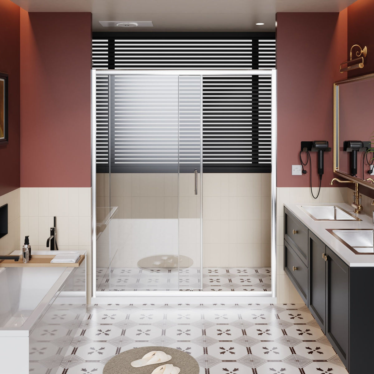 Sliding Shower Door With And Handle - Chrome