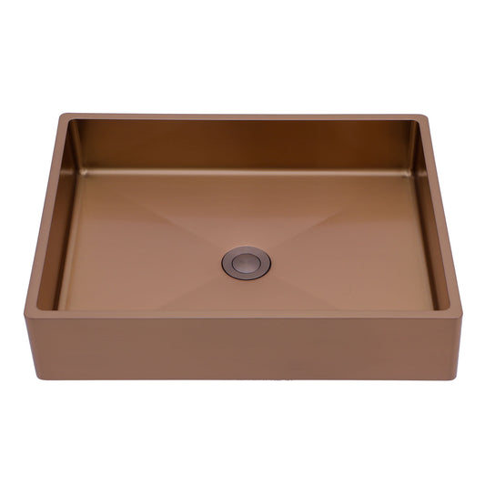 19" X 15" Stainless Steel Bathroom Sink With Pop Up Drain, Nano Surface - Rose Gold