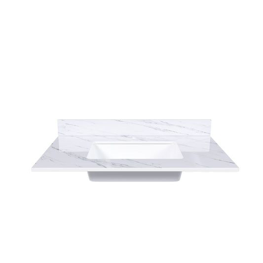 Bianco Carrara Venato Marble Vanity Top With Pre Drilled Faucet Hole And Undermount Sink