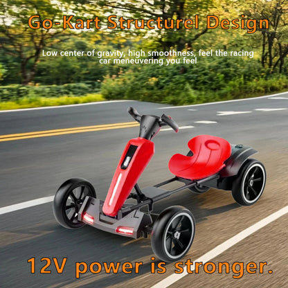 Electric Kids Pedal Go Kart With Adjustable Seat, Foldable Design