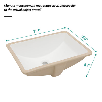 Modern Ceramic Undermount Bathroom Sink With Overflow, High Quality