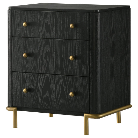 Anser - 3 Drawer Nightstand - Black