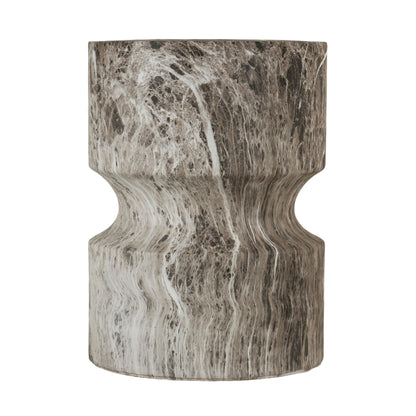 Outdoor Geometric Round End Table - Marble