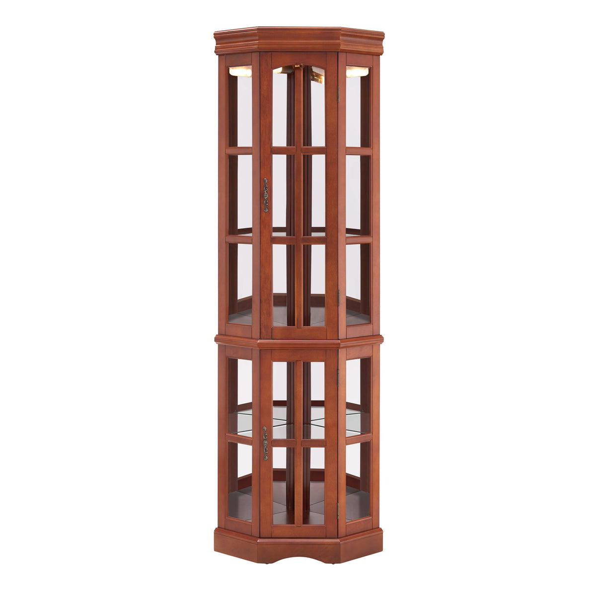 Corner Curio Cabinet With 5 Shelves And Lighting System (E26 Light Bulb Not Included)