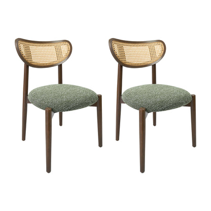 Rattan Side Dining Chairs For Kitchen (Set of 2)