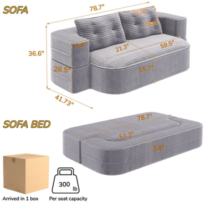 Convertible Floor Sofa Bed With Multi Functional Blanket