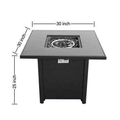 Powder Coated Fire Pit With Top - Black