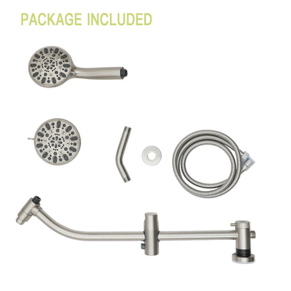 Multi Function Dual Shower Head Shower System With 4.7" Rain Showerhead, 7 Function Hand Shower, Adjustable Slide Bar - Brushed Nickel