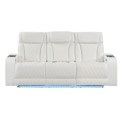 Electra - Power Reclining Sofa With Power Headrests, Drop Down Table, Reading Light, Massage, LED Lighting And USB Control