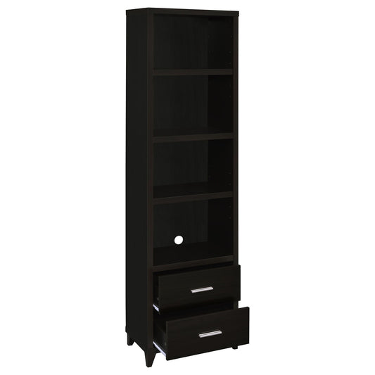 Media Tower With And Drawer With Adjustable Shelves Handles - Brown