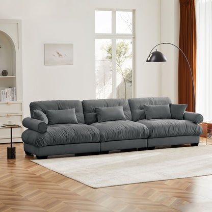Modern Oversize Sofa With Cloud Like Comfort, Featuring Waist And Throw Pillows