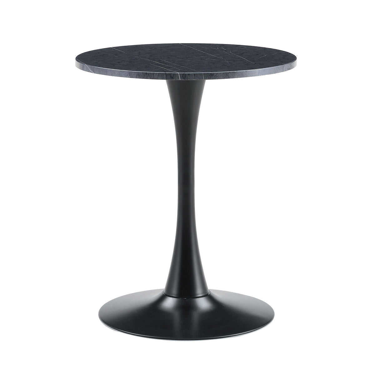 Round Dining Table With Faux Marble Top And Metal Pedestal +, 23.6" Diameter For Kitchen, Living Room, Small Spaces