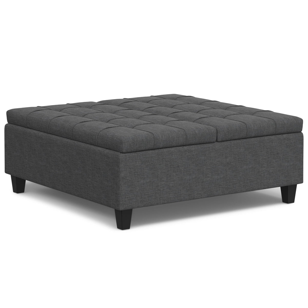 Harrison - Multifunctional Large Square Coffee Table Storage Ottoman - Gray