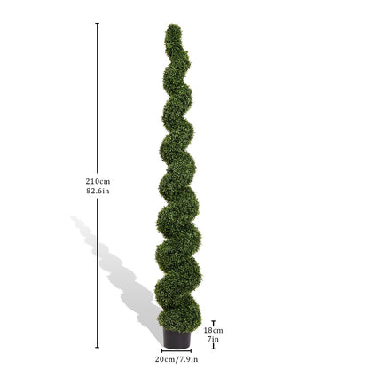 Topiary Bonsai Artificial Spiral Tree Plant Outdoor UV Resistant Plastic Boxwood - Green