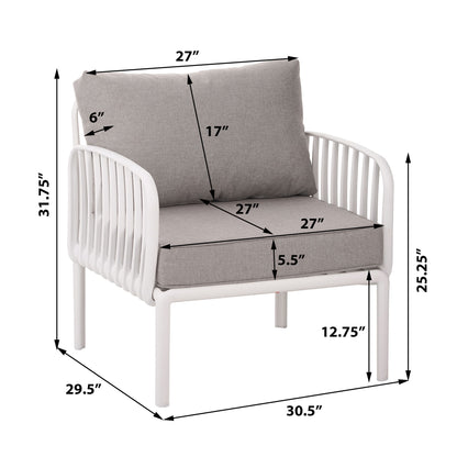 Outdoor Patio Club Chair, Waterproof Thick Cushion Deep Seating