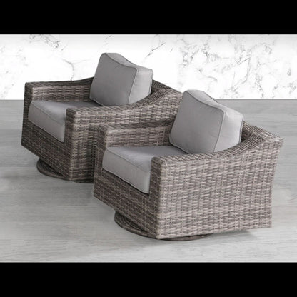 Swivel Patio Chair With Luxurious Cushions Perfect For Outdoor Relaxation (Set of 2) - Gray / Gray Mix