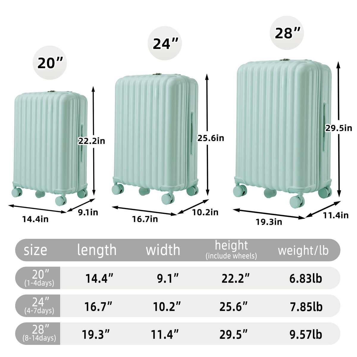 20" / 24" / 28" 3 Pieces / Set Spinner Wheel Luggage, Carry On Suitcase, With Cup Holder & USB Port & Phone Holder
