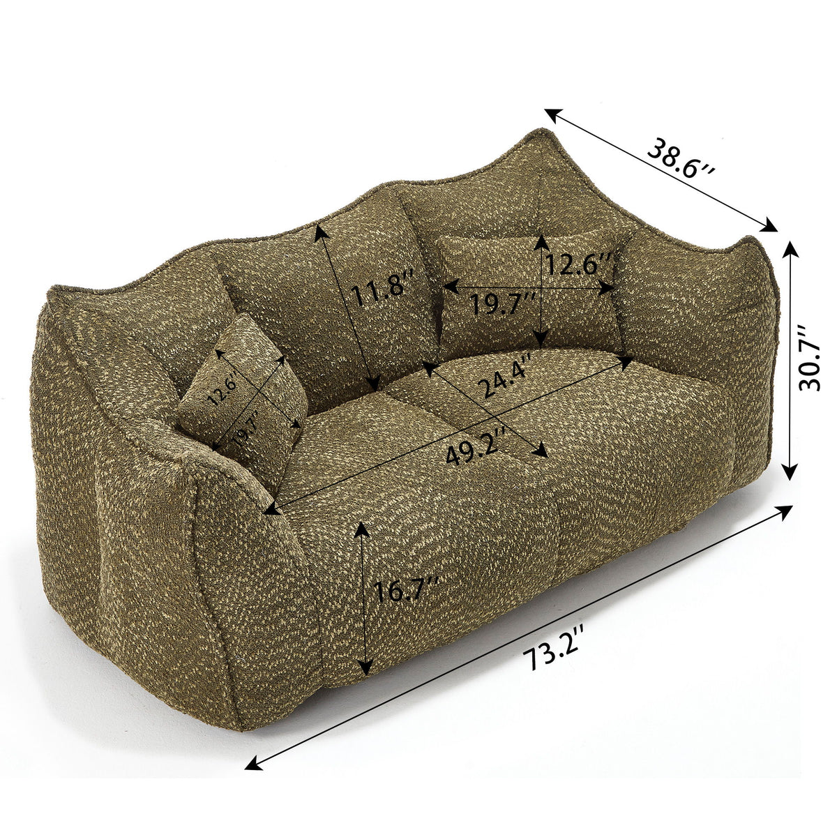 Comfortable Dual Beanbag Chair With High Resilience Foam Core For 2 People