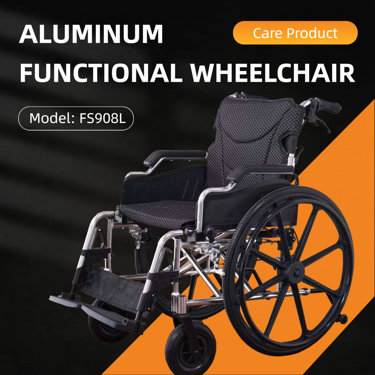 Lightweight Foldable Transport Wheelchair For Adults With Double X Force Support