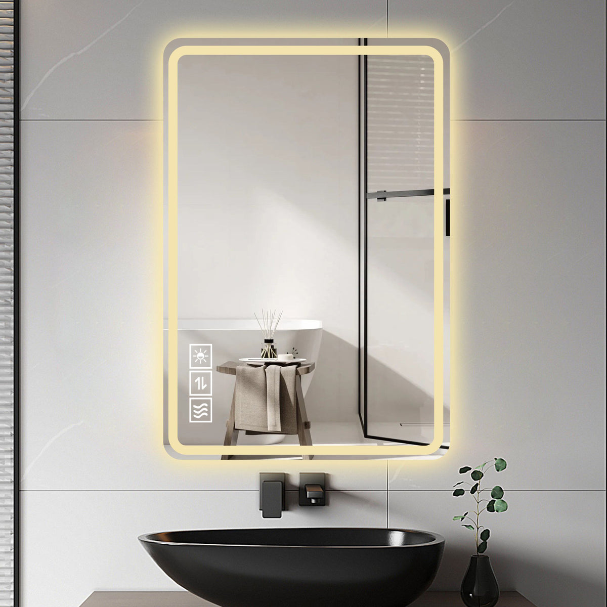 LED Bathroom Mirror Vanity Mirrors With Front Lights Wall Mounted Anti-Fog Frameless Make Up Mirror With Light Copper Free Silver Mirror Horizontal Or Vertical - Silver
