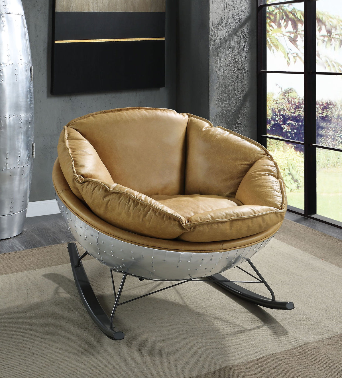 Pippin - Top Grain Leather Rocking Chair - Morocco Brown