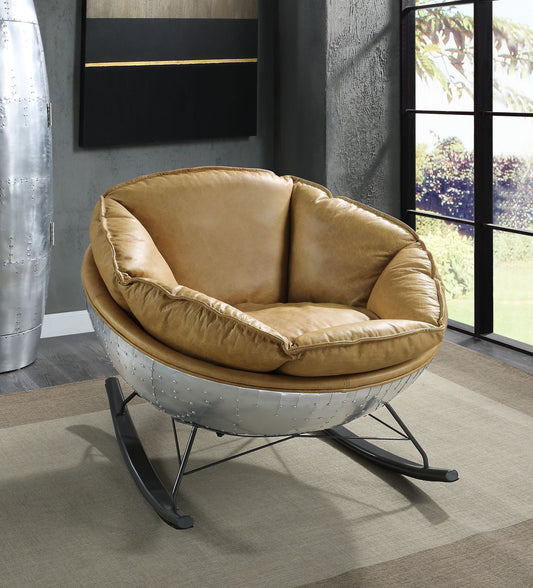 Pippin - Top Grain Leather Rocking Chair - Morocco Brown