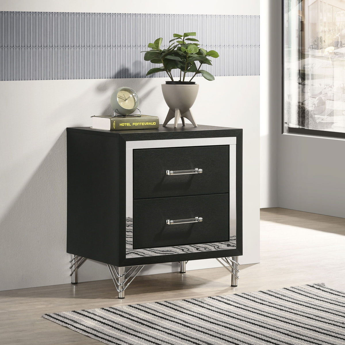 Malcolm - 2 Drawer Nightstand - Black