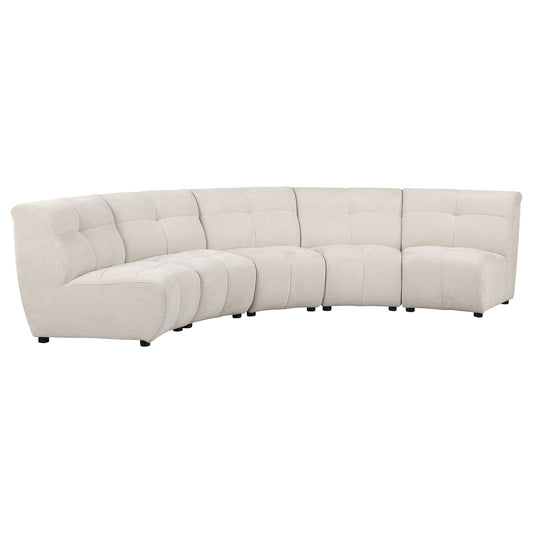 Oliver - 5 Piece Upholstered Sectional Sofa With Curved Silhouette - Ivory