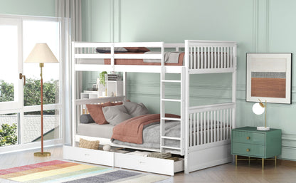 Bunk Bed With Ladders And 2 Storage Drawers