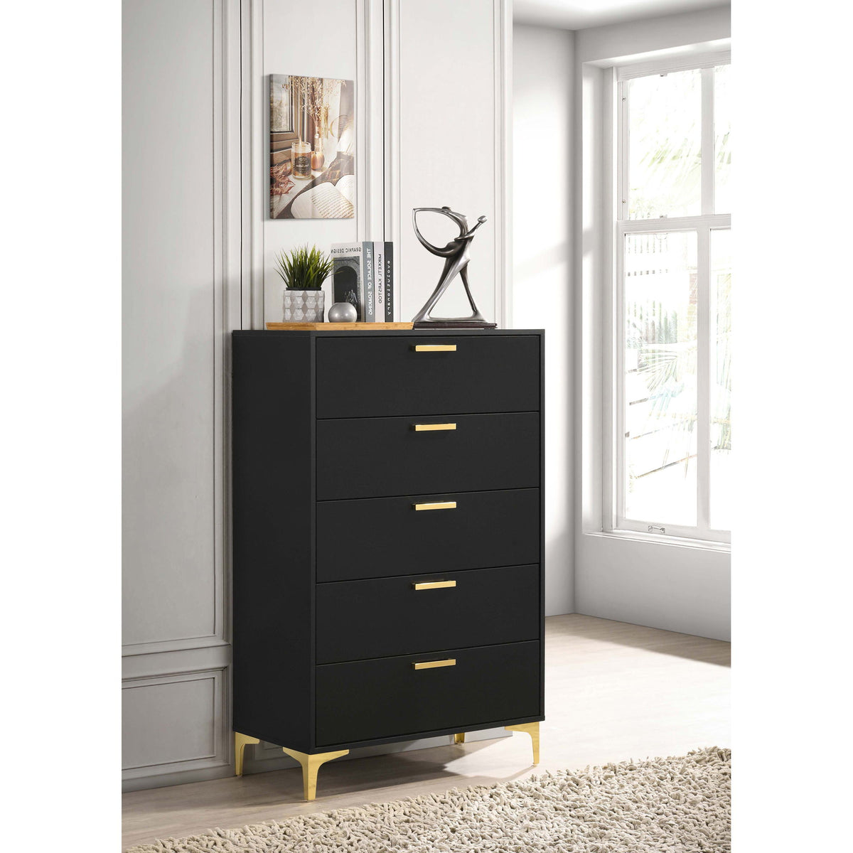 Lexie - 5 Drawer Rectangular Chest - Black