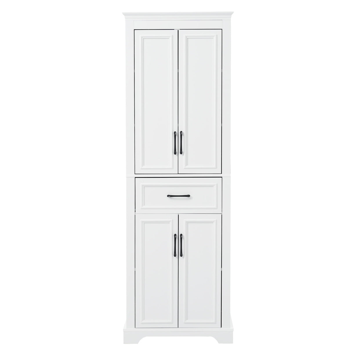 Freestanding Bathroom Vanity, Elegant Design With 4 Doors & 1 Drawer, Adjustable Shelves, Damping Hinges - White