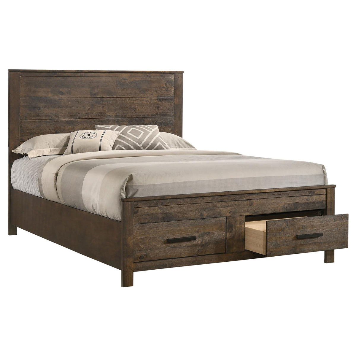Queen Storage Bed With Platform Design And Drawer Storage - Brown