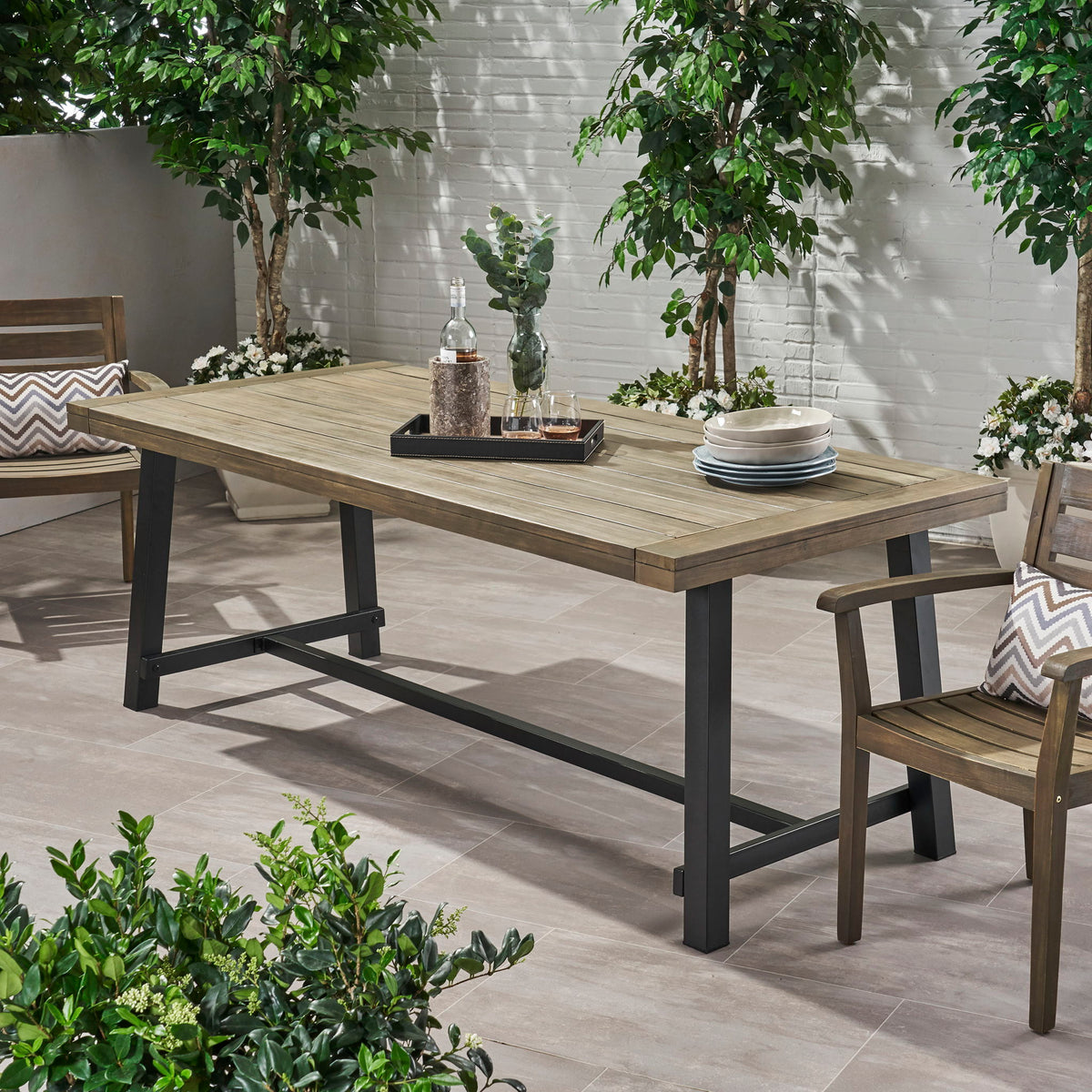 Outdoor Dining Table - Gray / Rustic Metal