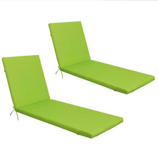 2 Piece Outdoor Chaise Lounge Chair Cushion Set With Pillow, Replacement Patio Seat Cushions - Apple Green