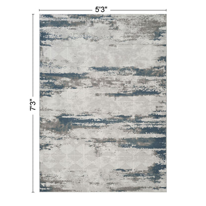 Geometrix - 5'3" X 7'3" Area Rug & Geometric 3D Effect - Ivory / Gray - Polyester