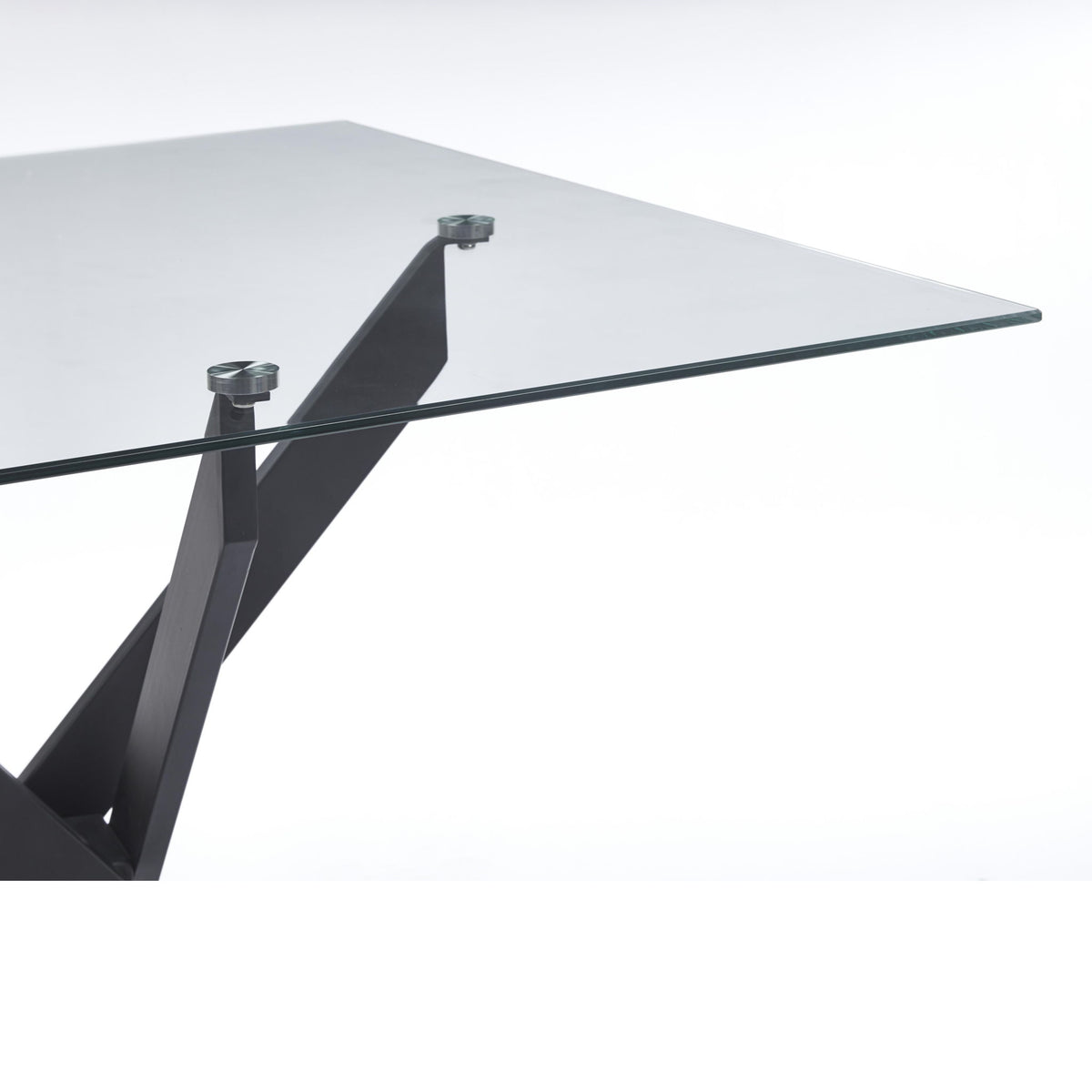 Dining Table With Cross Metal Leg And Tempered Glass, Modern Space Saving Kitchen Table For Living Room Legs, Square Table