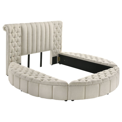 Santiago - Upholstered Round Storage Bed With Built In Charging Ports