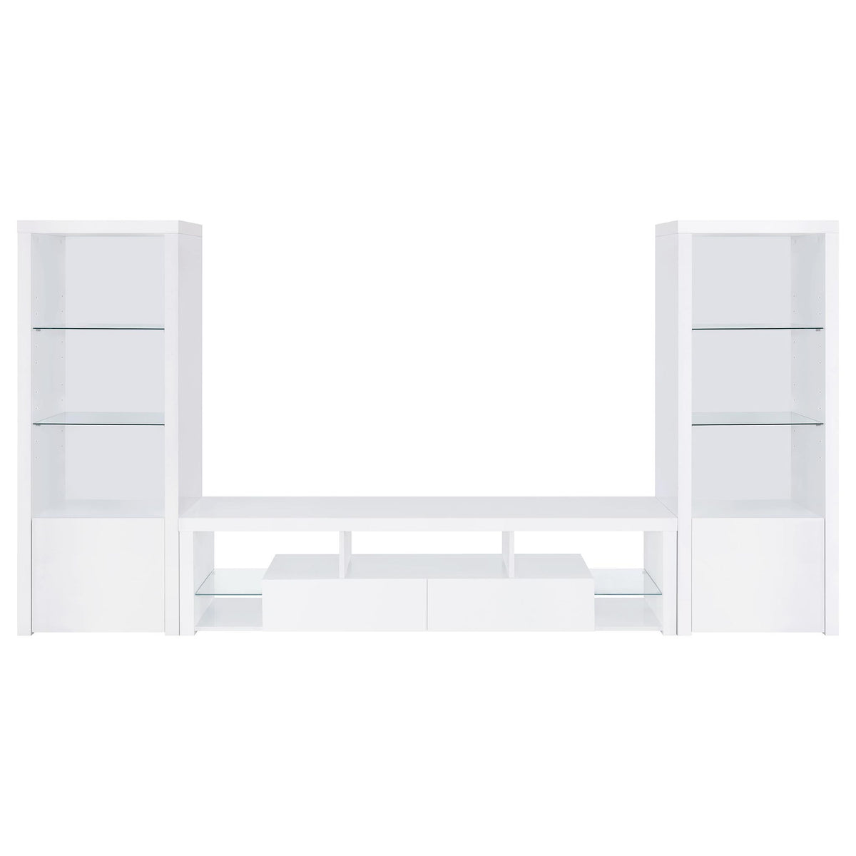 Lance - 3 Piece TV Entertainment Center With Shelves - Gloss White