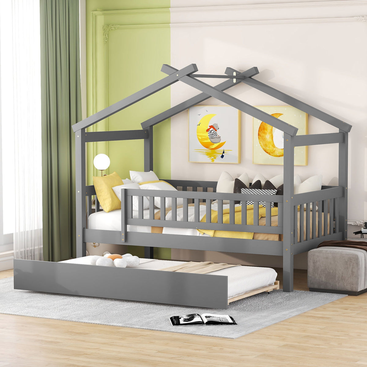 Creativity House Bed With Twin Size Trundle