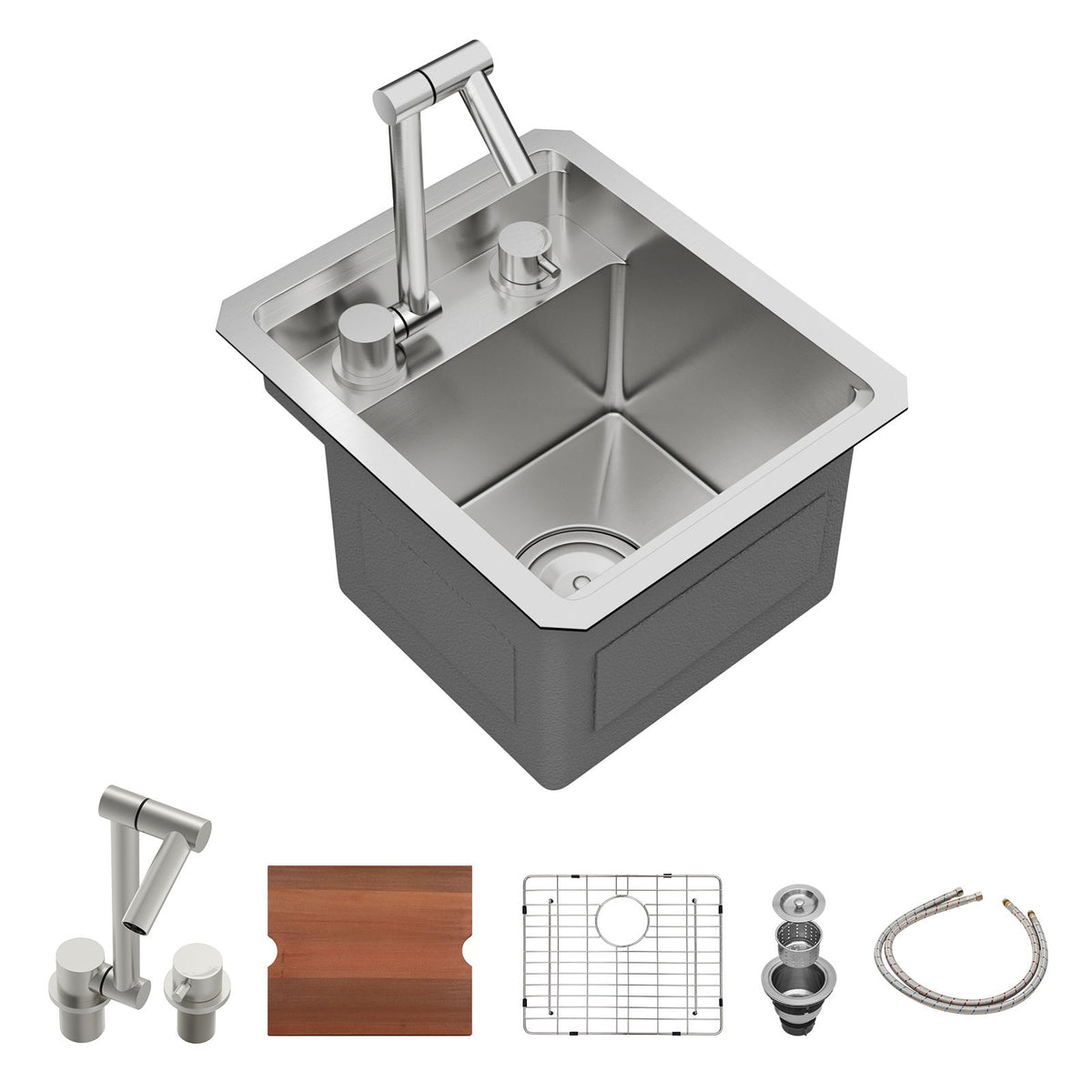 Undermount Bar Sink With Folding Faucet