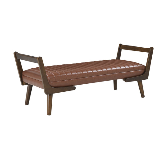 Mid-Century Bench With Wood Legs