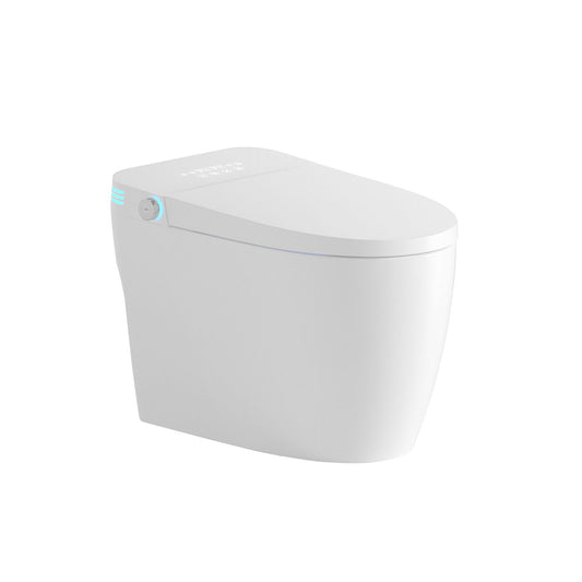 Tankless Smart Toilet With Bidet Built In, 1 Piece Bidet Toilet Seat, Auto Flush, Auto Open / Close, Heated Seat, Warm Water And Dry, Adjustable Temp, Remote Control Side Know - White